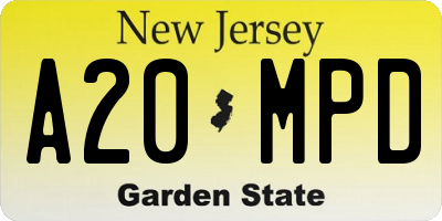 NJ license plate A20MPD