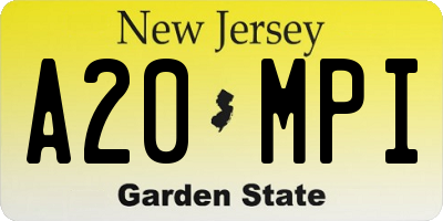 NJ license plate A20MPI
