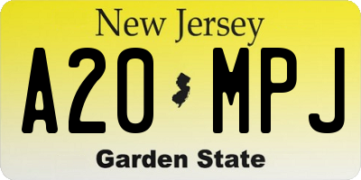 NJ license plate A20MPJ