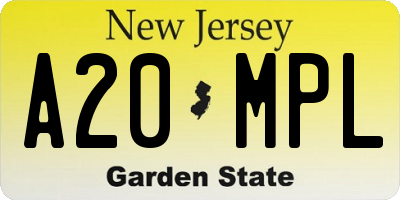 NJ license plate A20MPL