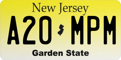 NJ license plate A20MPM
