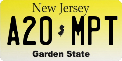 NJ license plate A20MPT