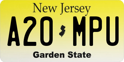 NJ license plate A20MPU