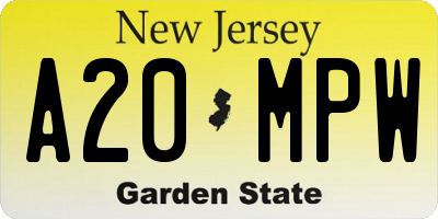 NJ license plate A20MPW