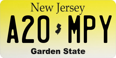 NJ license plate A20MPY