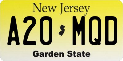 NJ license plate A20MQD