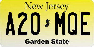NJ license plate A20MQE