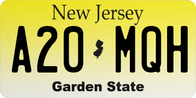 NJ license plate A20MQH