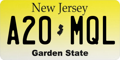 NJ license plate A20MQL