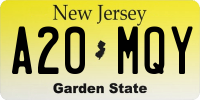 NJ license plate A20MQY