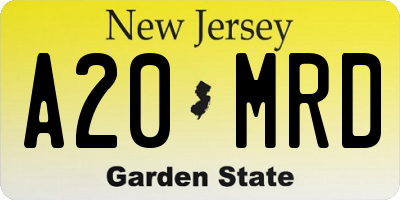 NJ license plate A20MRD