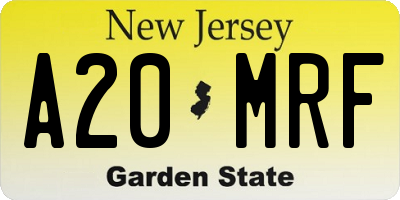 NJ license plate A20MRF