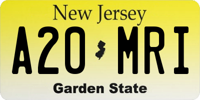 NJ license plate A20MRI