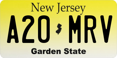 NJ license plate A20MRV