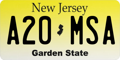 NJ license plate A20MSA