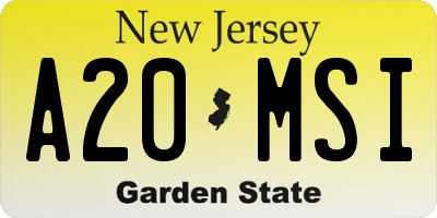 NJ license plate A20MSI