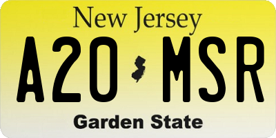 NJ license plate A20MSR