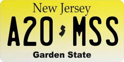 NJ license plate A20MSS