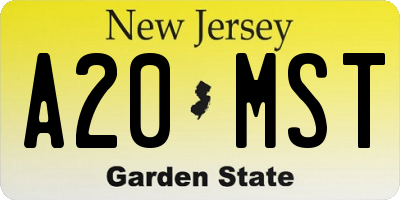 NJ license plate A20MST