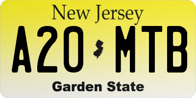 NJ license plate A20MTB