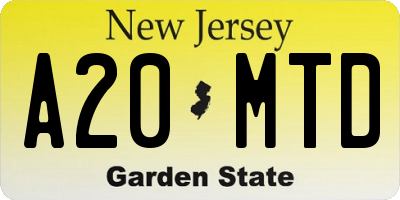 NJ license plate A20MTD