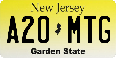 NJ license plate A20MTG