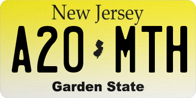 NJ license plate A20MTH