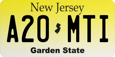 NJ license plate A20MTI