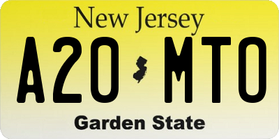 NJ license plate A20MTO
