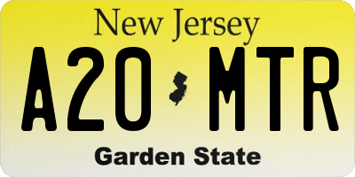 NJ license plate A20MTR