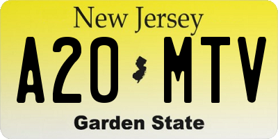 NJ license plate A20MTV