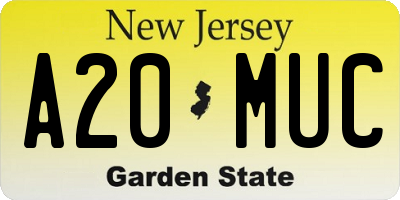 NJ license plate A20MUC