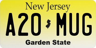 NJ license plate A20MUG