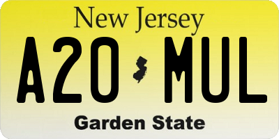 NJ license plate A20MUL