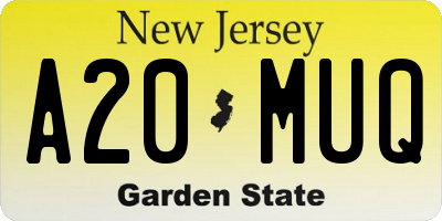 NJ license plate A20MUQ