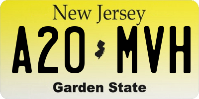 NJ license plate A20MVH