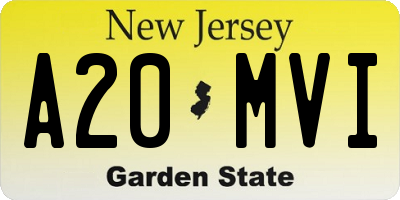NJ license plate A20MVI