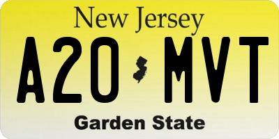 NJ license plate A20MVT