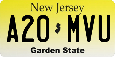 NJ license plate A20MVU