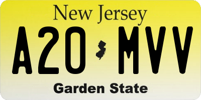 NJ license plate A20MVV