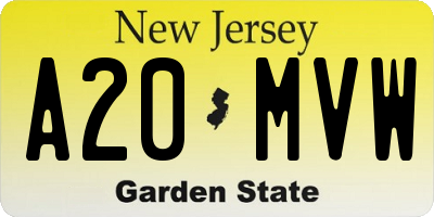 NJ license plate A20MVW