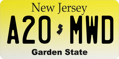 NJ license plate A20MWD