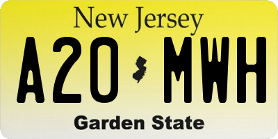 NJ license plate A20MWH