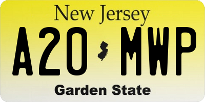 NJ license plate A20MWP