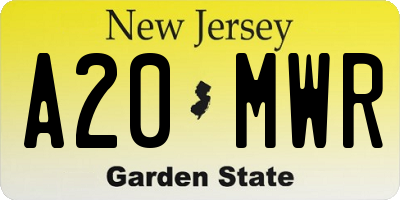 NJ license plate A20MWR