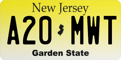 NJ license plate A20MWT