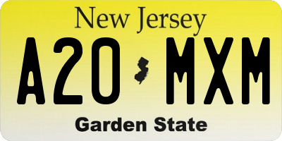 NJ license plate A20MXM