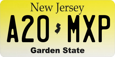 NJ license plate A20MXP