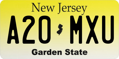 NJ license plate A20MXU