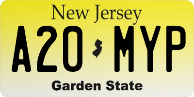 NJ license plate A20MYP